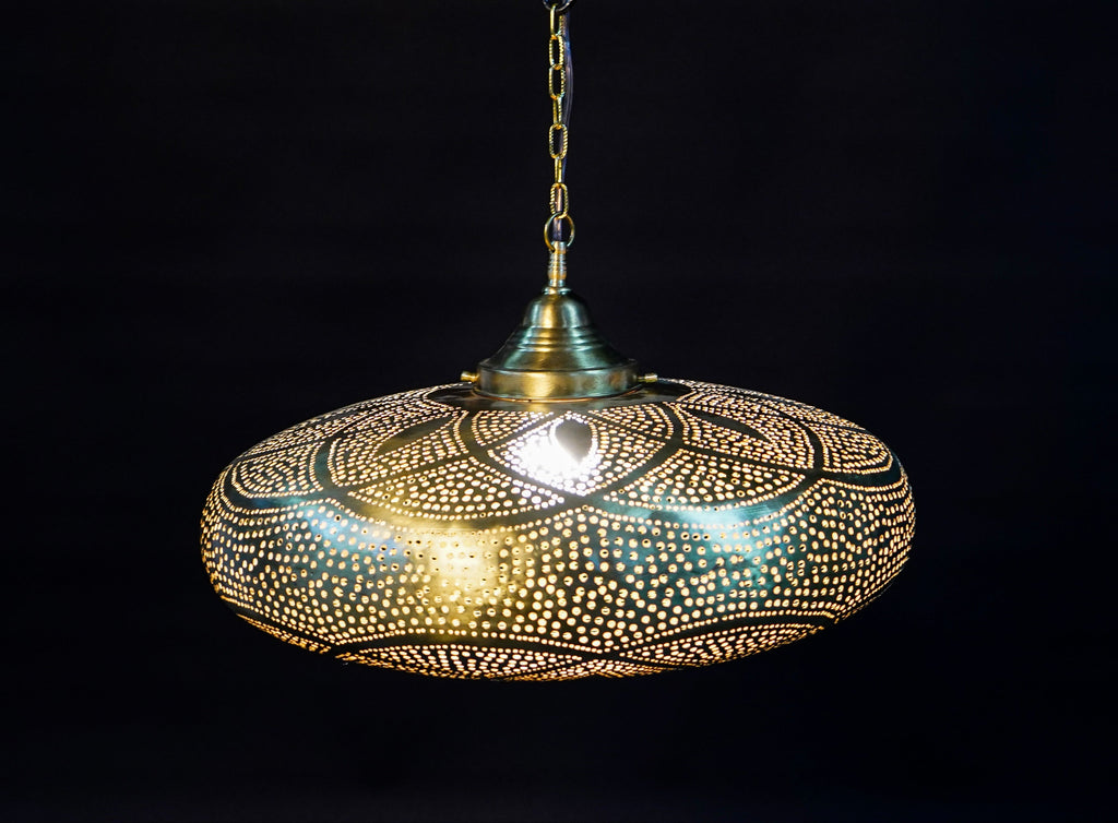 Moroccan Pierced Brass Hanging Lamp – Handmade Oriental Lamp