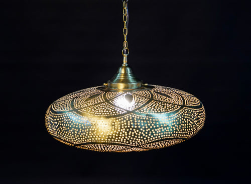 Moroccan Pierced Brass Hanging Lamp – Handmade Oriental Lamp