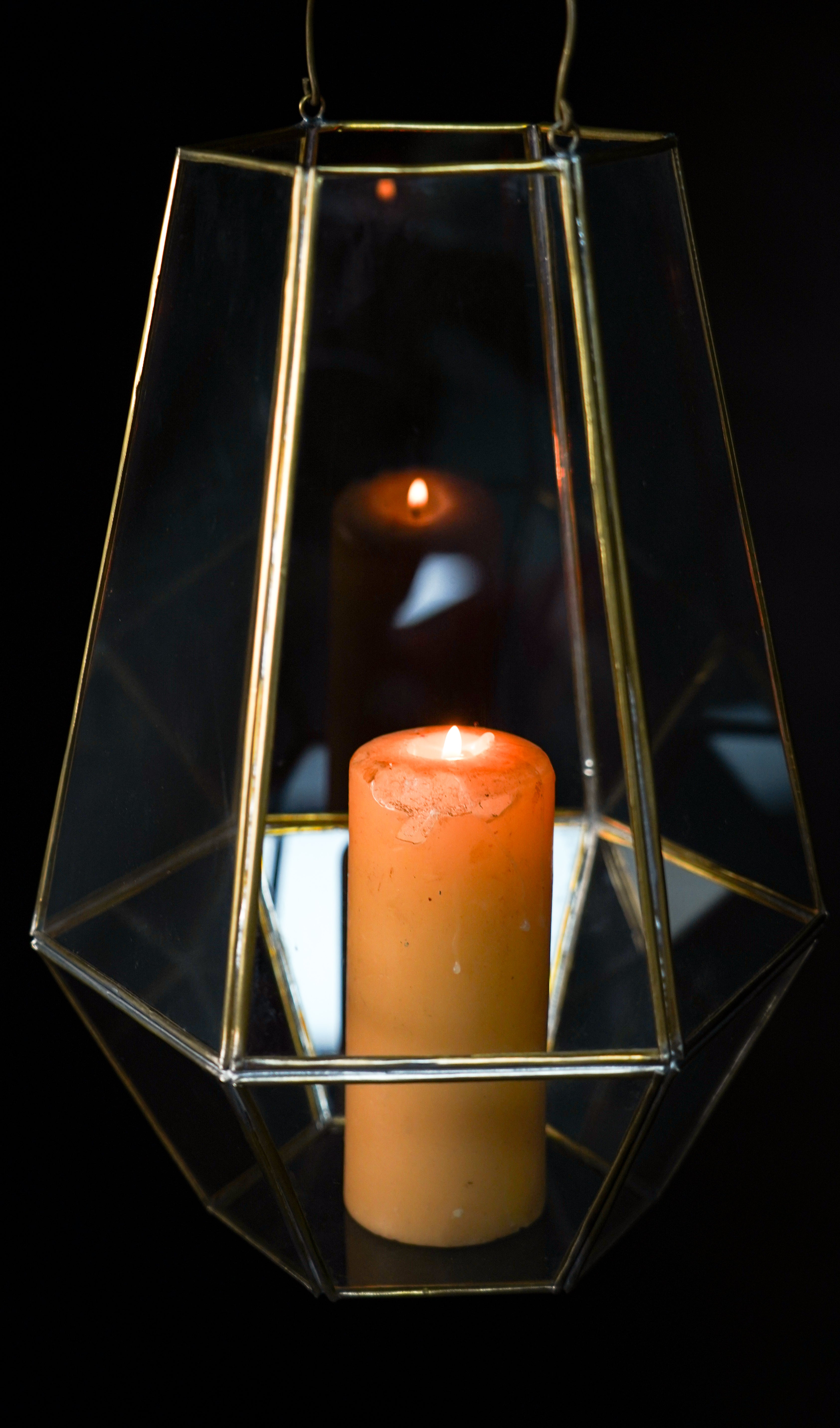 Geometric glass candle lantern