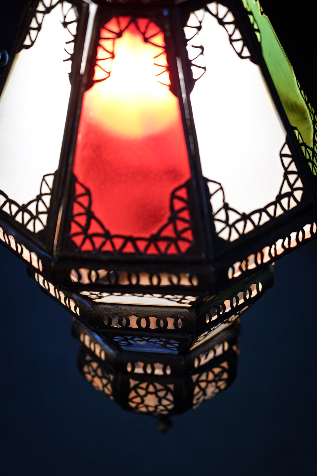 Moroccan Colored Glass Hanging Lamp – Traditional Handmade Craft