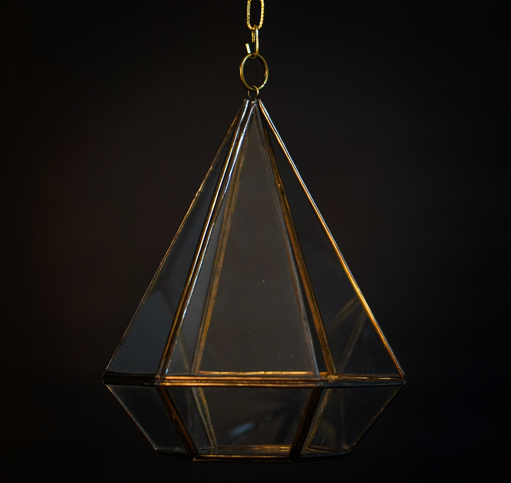 Geometric Glass Candle Lantern – Handmade Moroccan Hanging Light