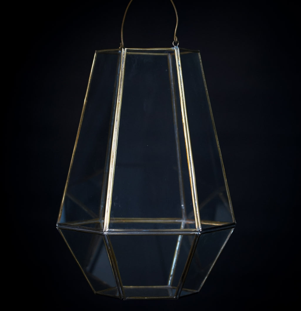 Geometric glass candle lantern