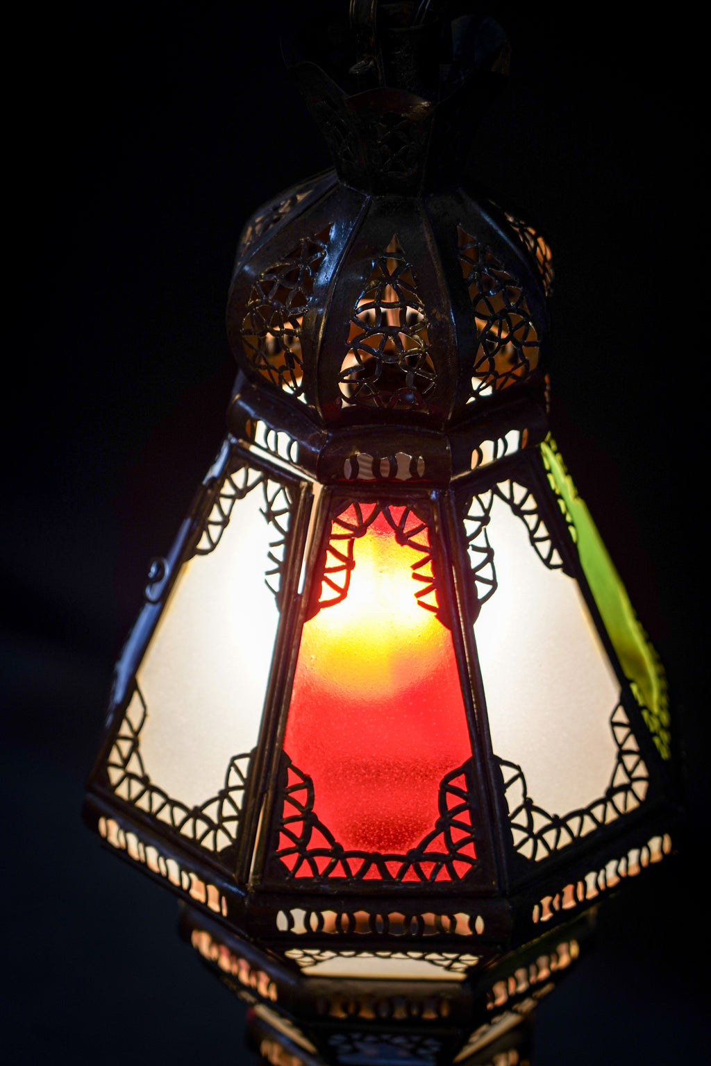 Moroccan Colored Glass Hanging Lamp – Traditional Handmade Craft
