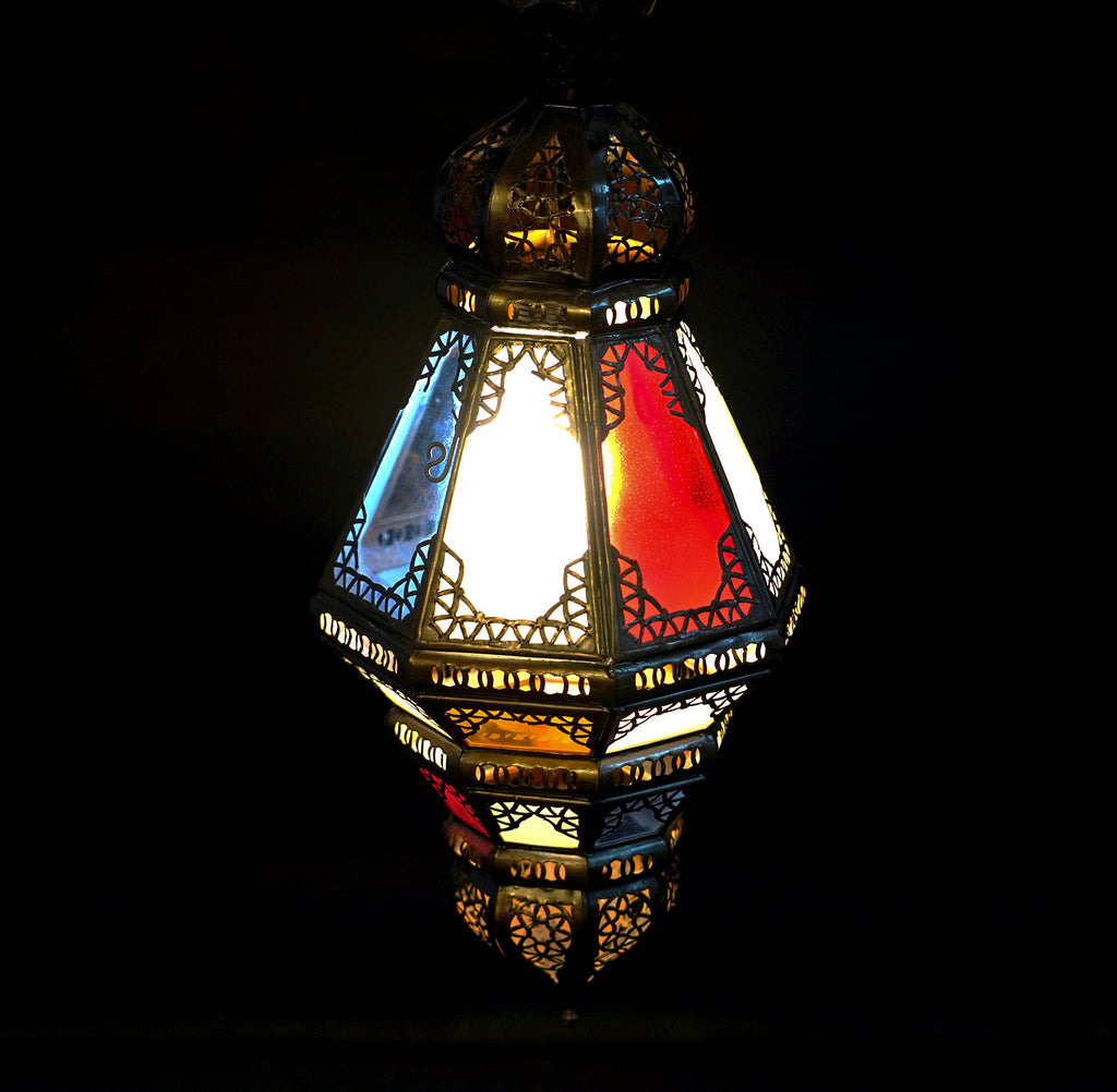 Moroccan Colored Glass Hanging Lamp – Traditional Handmade Craft