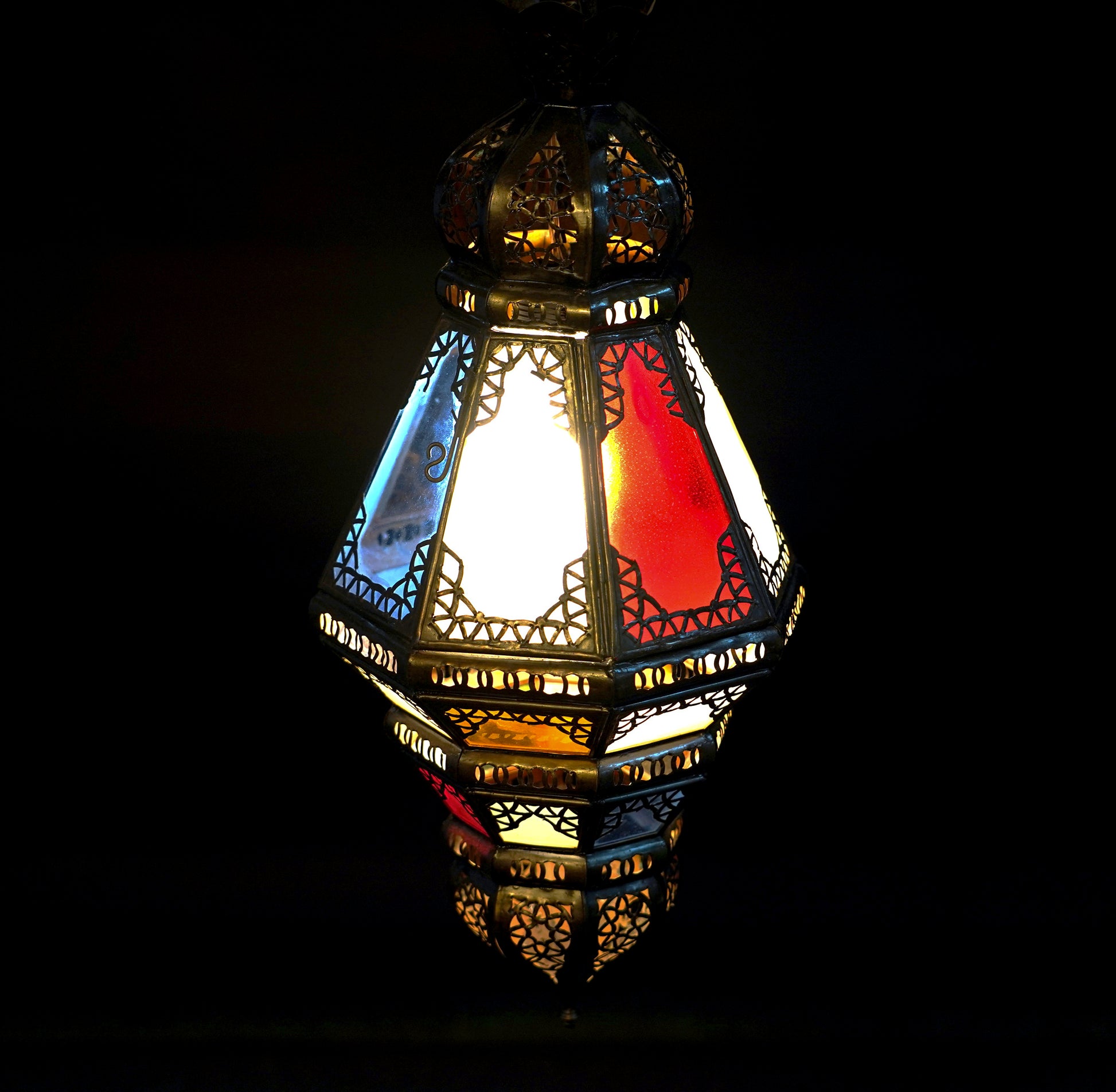 Moroccan Colored Glass Hanging Lamp – Traditional Handmade Craft