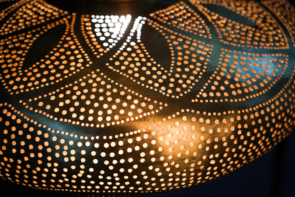 Moroccan Pierced Brass Hanging Lamp – Handmade Oriental Lamp