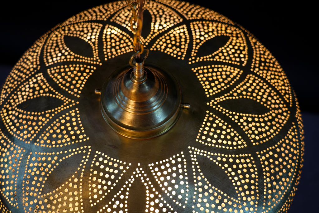 Moroccan Pierced Brass Hanging Lamp – Handmade Oriental Lamp