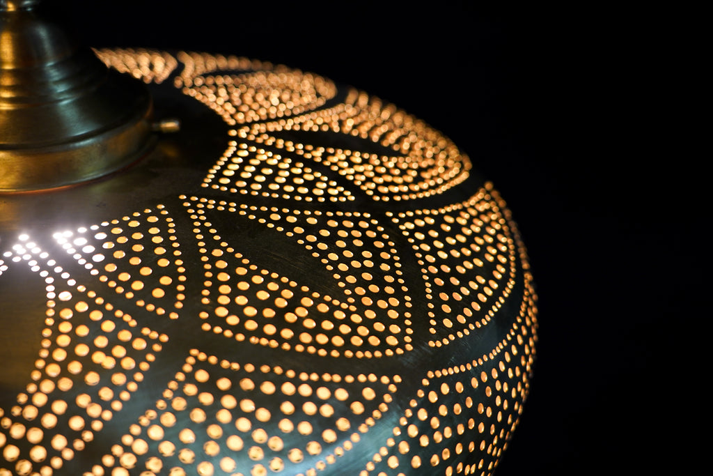 Moroccan Pierced Brass Hanging Lamp – Handmade Oriental Lamp