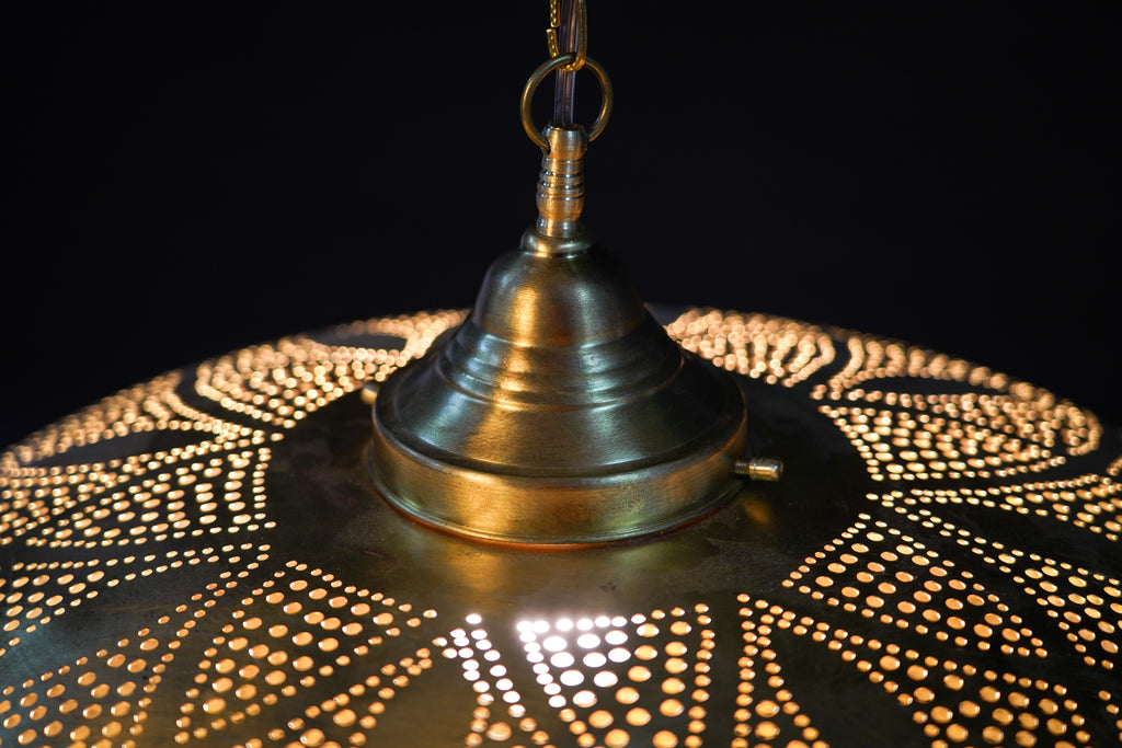 Moroccan Pierced Brass Hanging Lamp – Handmade Oriental Lamp