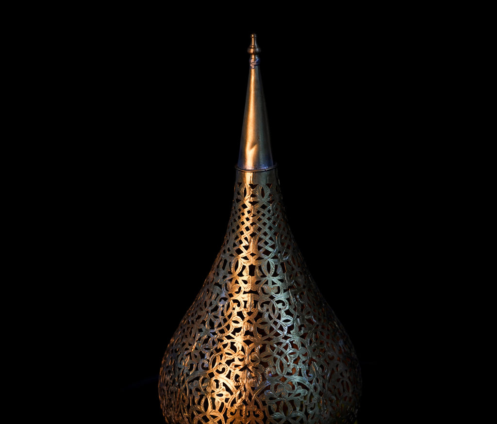 Moroccan Pierced Brass Table Lamp – Handmade Oriental Light