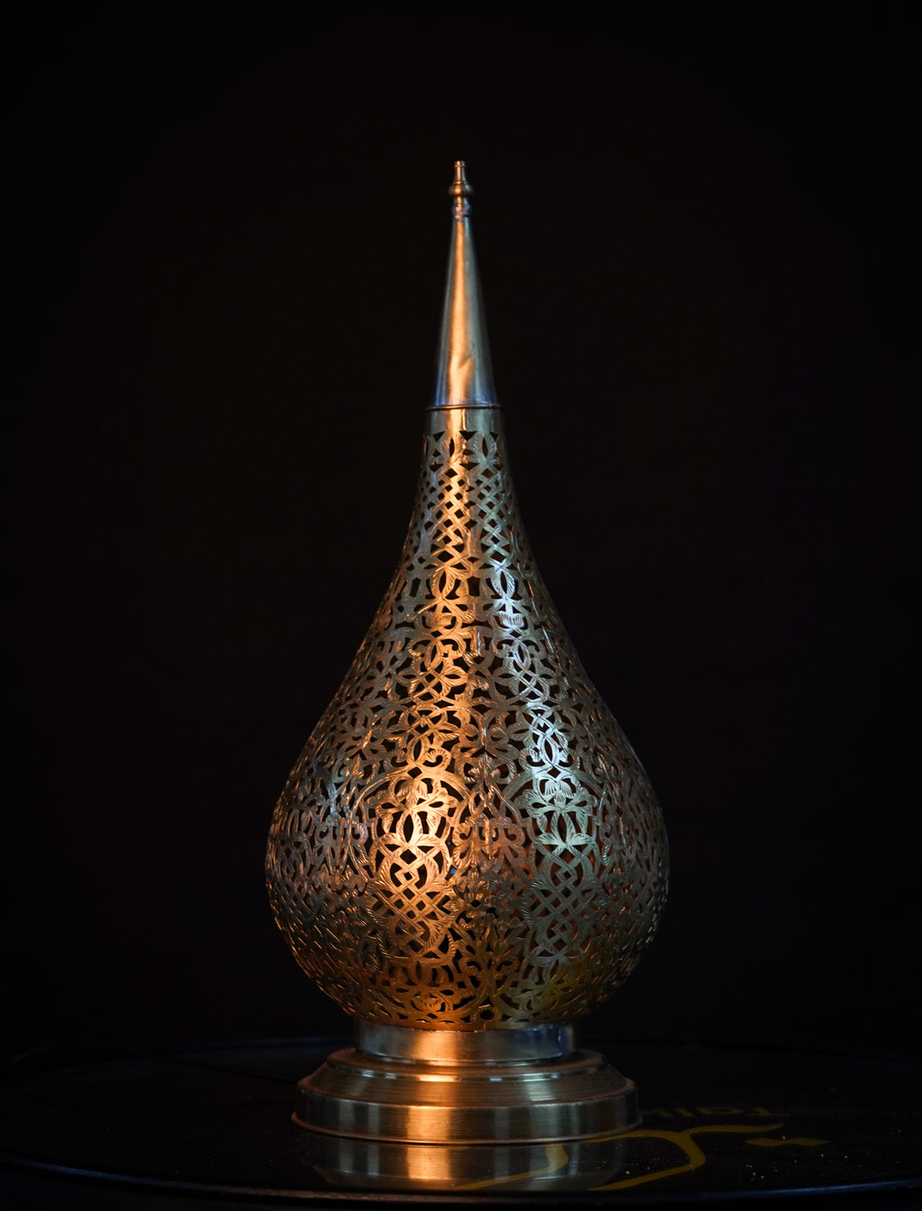 Moroccan Pierced Brass Table Lamp – Handmade Oriental Light