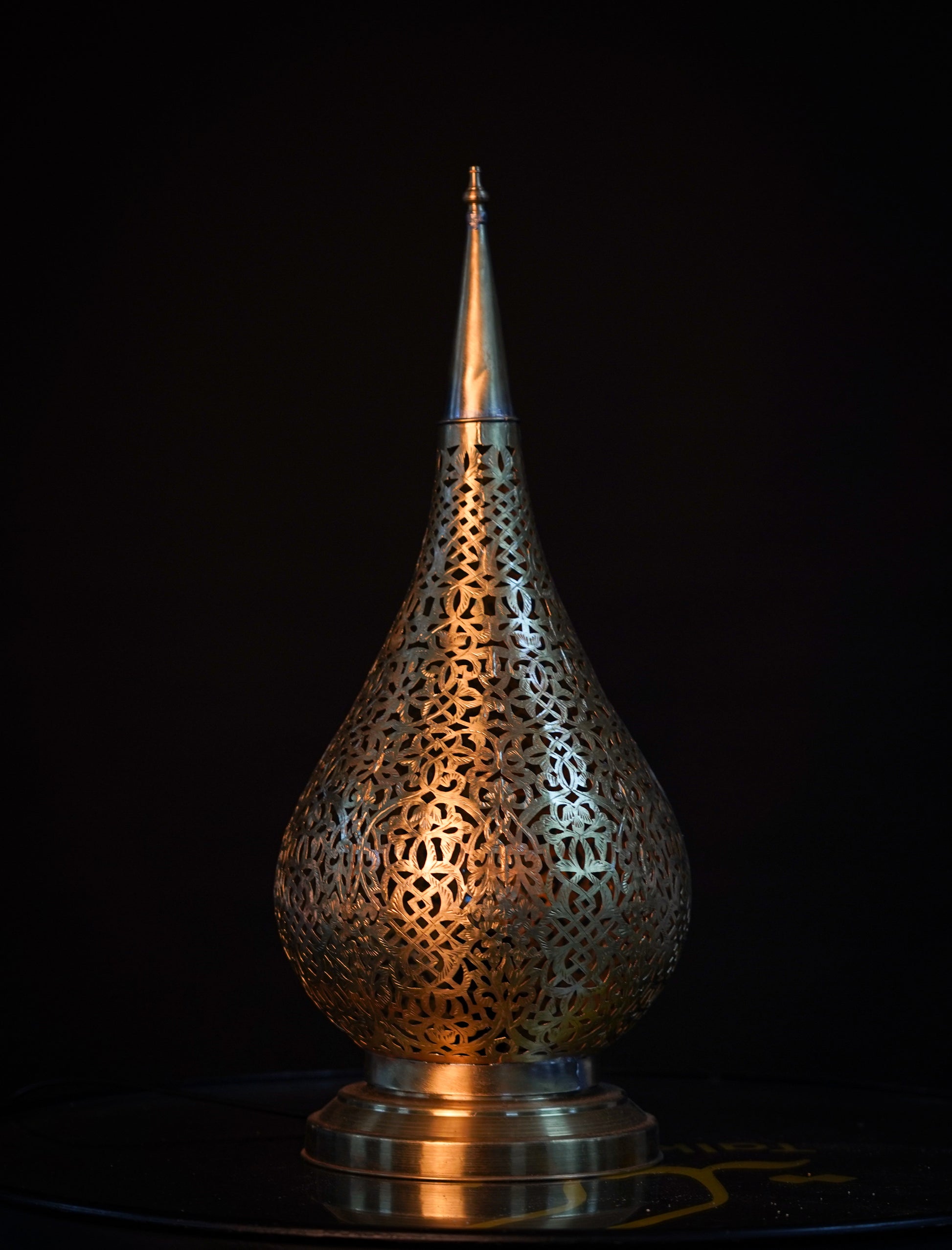 Moroccan Pierced Brass Table Lamp – Handmade Oriental Light
