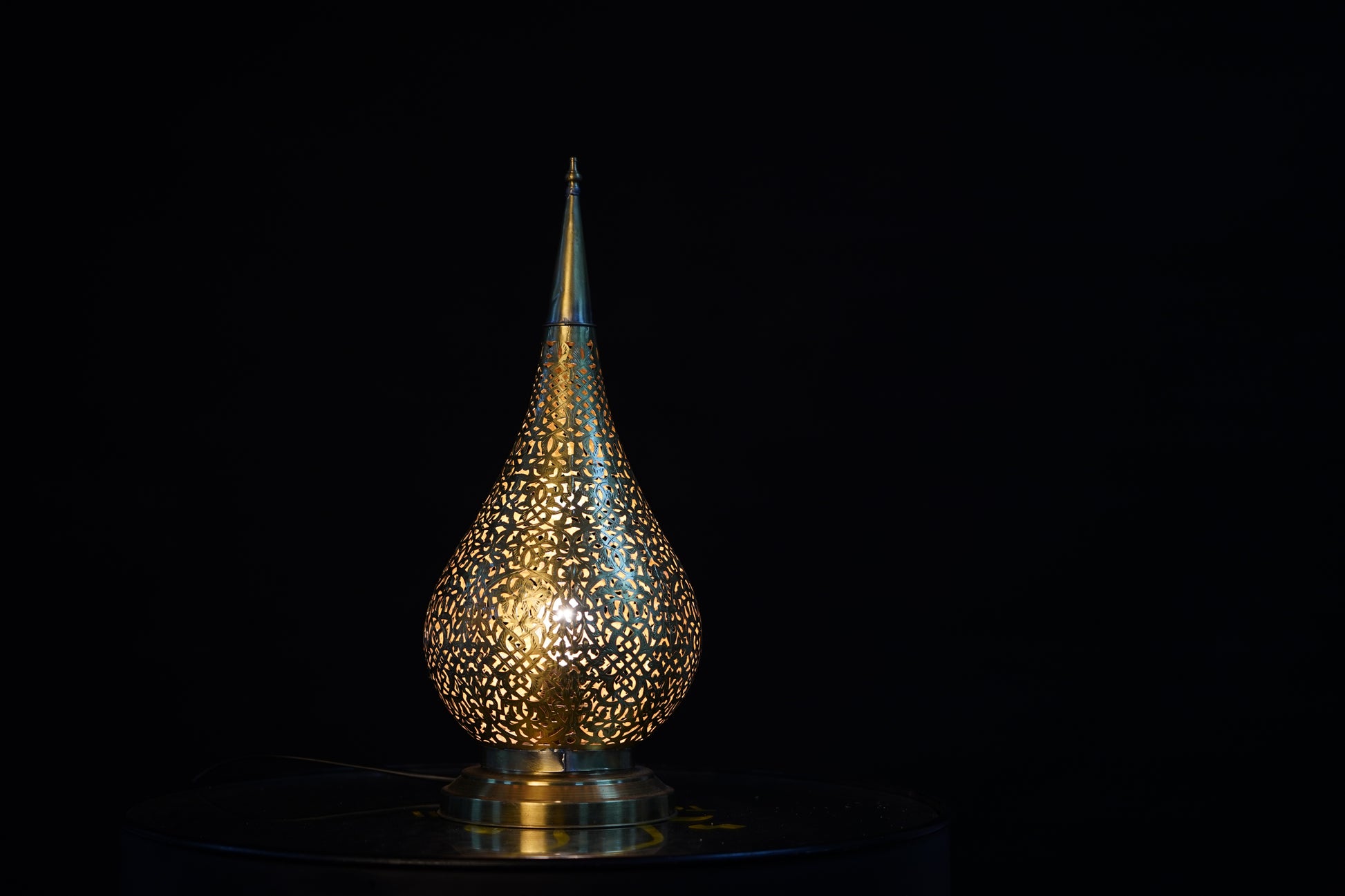 Moroccan Pierced Brass Table Lamp – Handmade Oriental Light