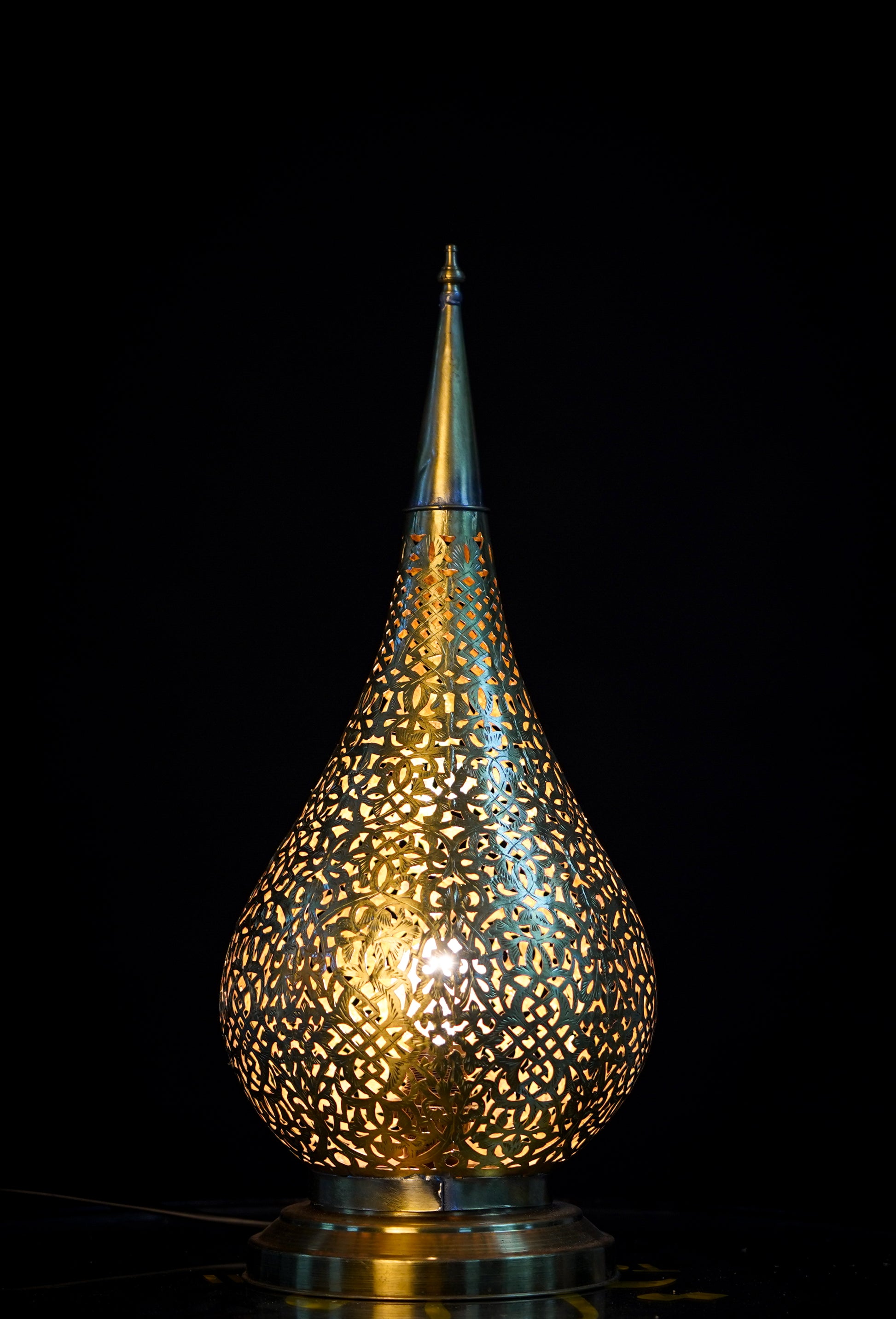 Moroccan Pierced Brass Table Lamp – Handmade Oriental Light
