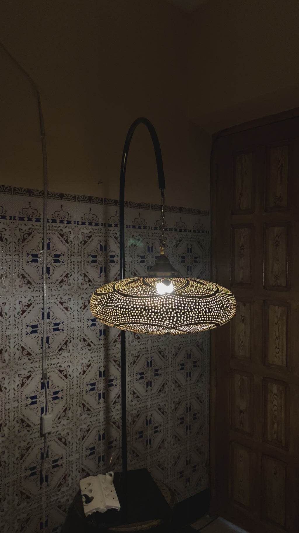 Moroccan Pierced Brass Hanging Lamp – Handmade Oriental Lamp